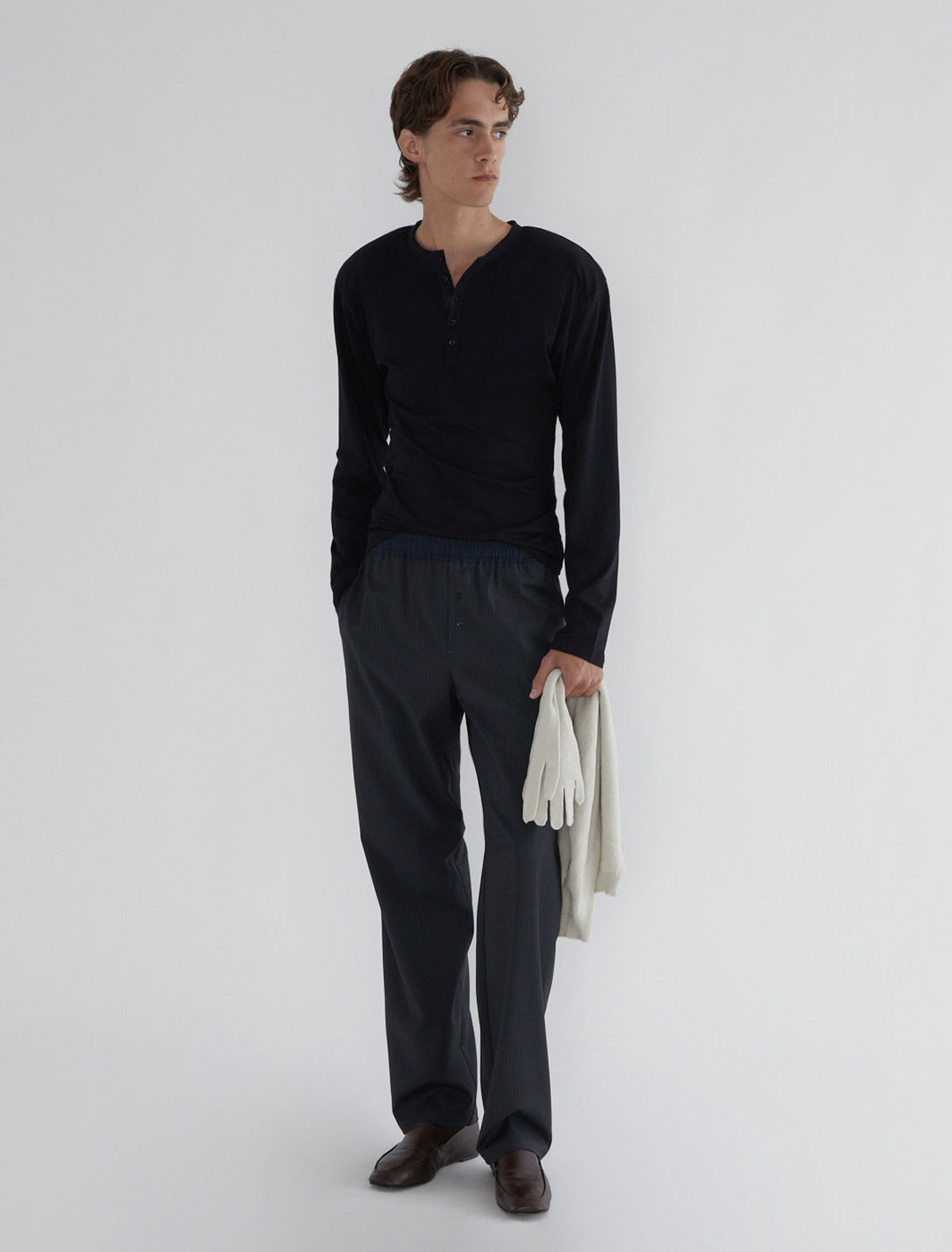 Ryno b men henley neck top cotton black