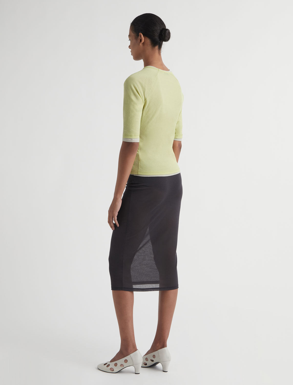 PIA-Soft green elbow-length top crafted from lightweight fabric