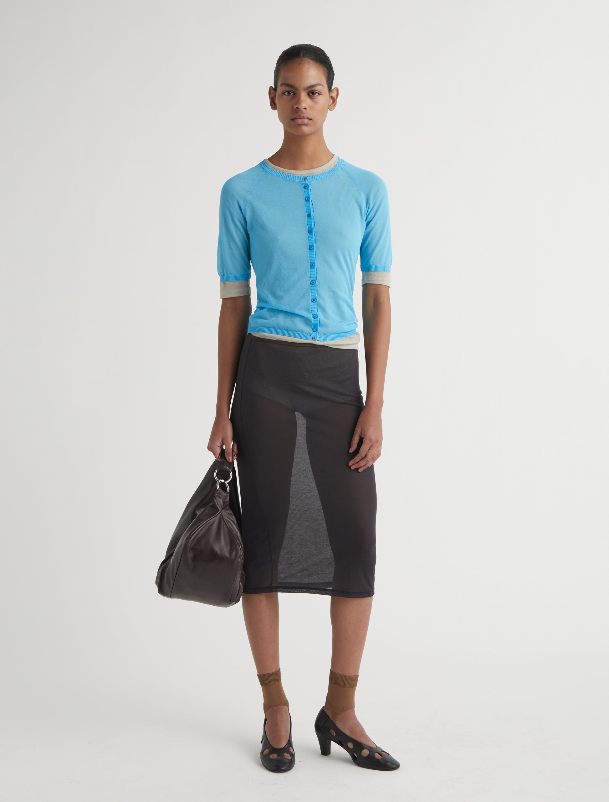 Dina short fuseau style knitted socks brown