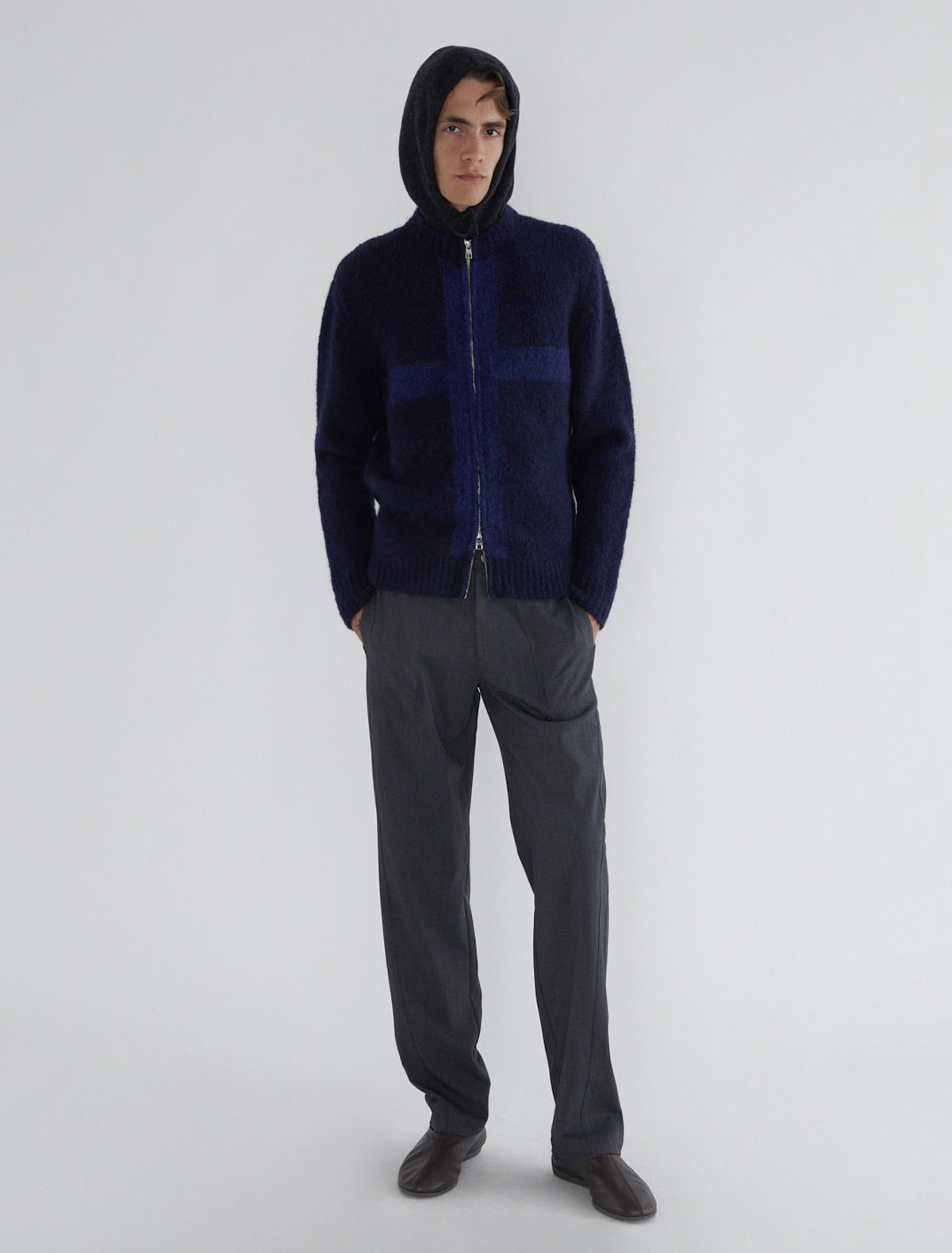 Cruz zip b men cardigan cross intarsia