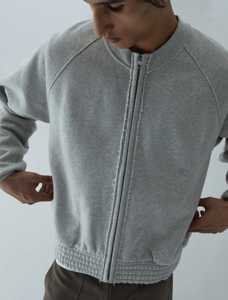 NILA-Men's raglan-sleeve sweatshirt with a contrast zipper closure