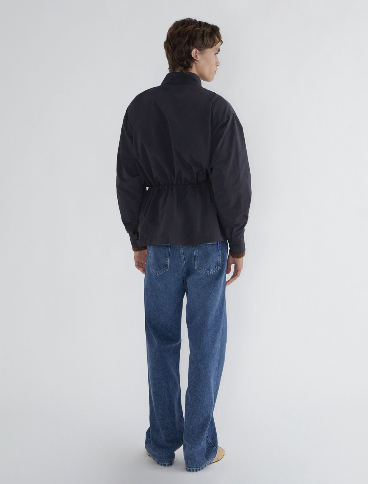 Simon nylon jacket front cross button adjustable waistband