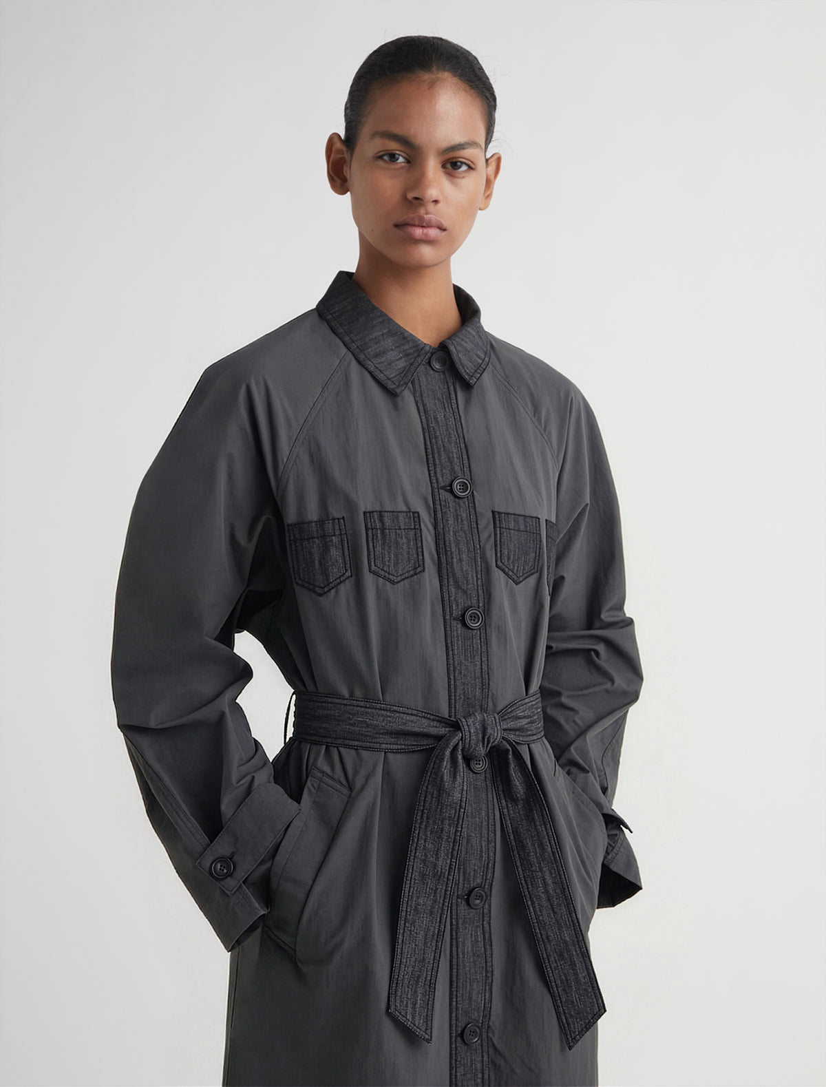 HOLSO-Trench-style nylon jacket with denim detailing – paloma wool