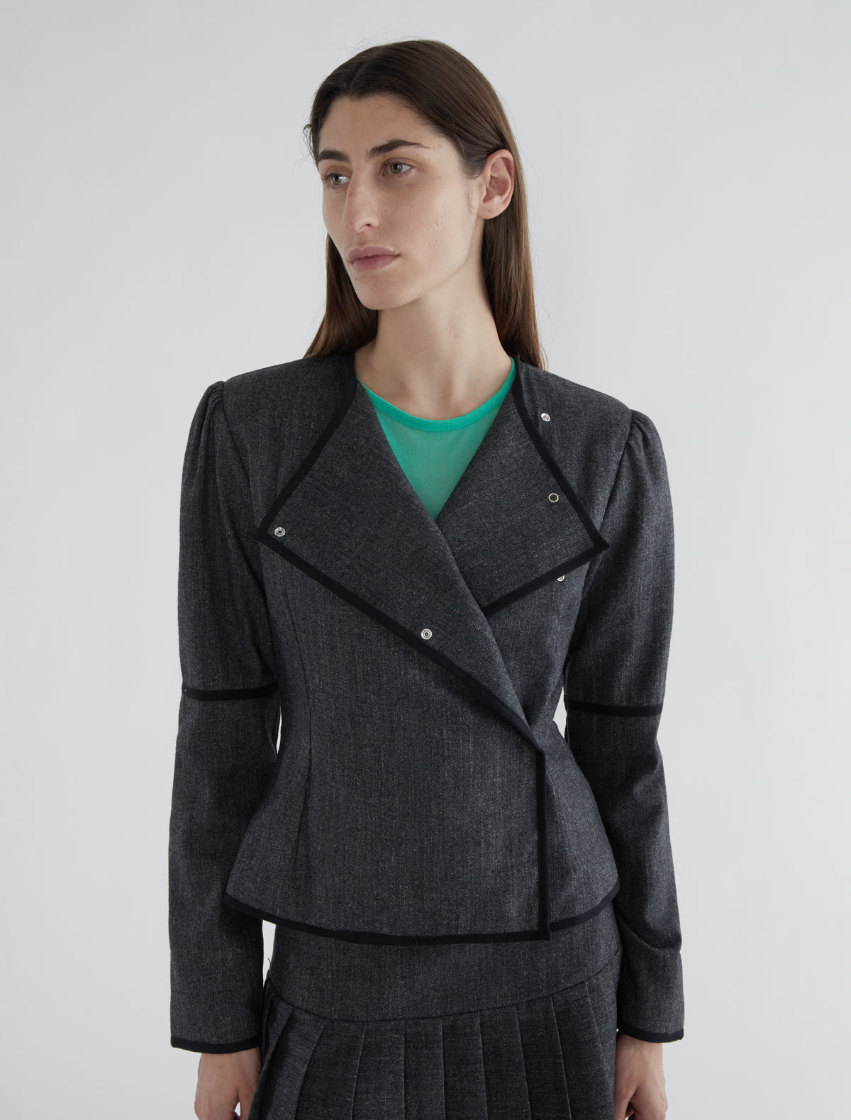 Lee fitted wool jacket crossover opening grey