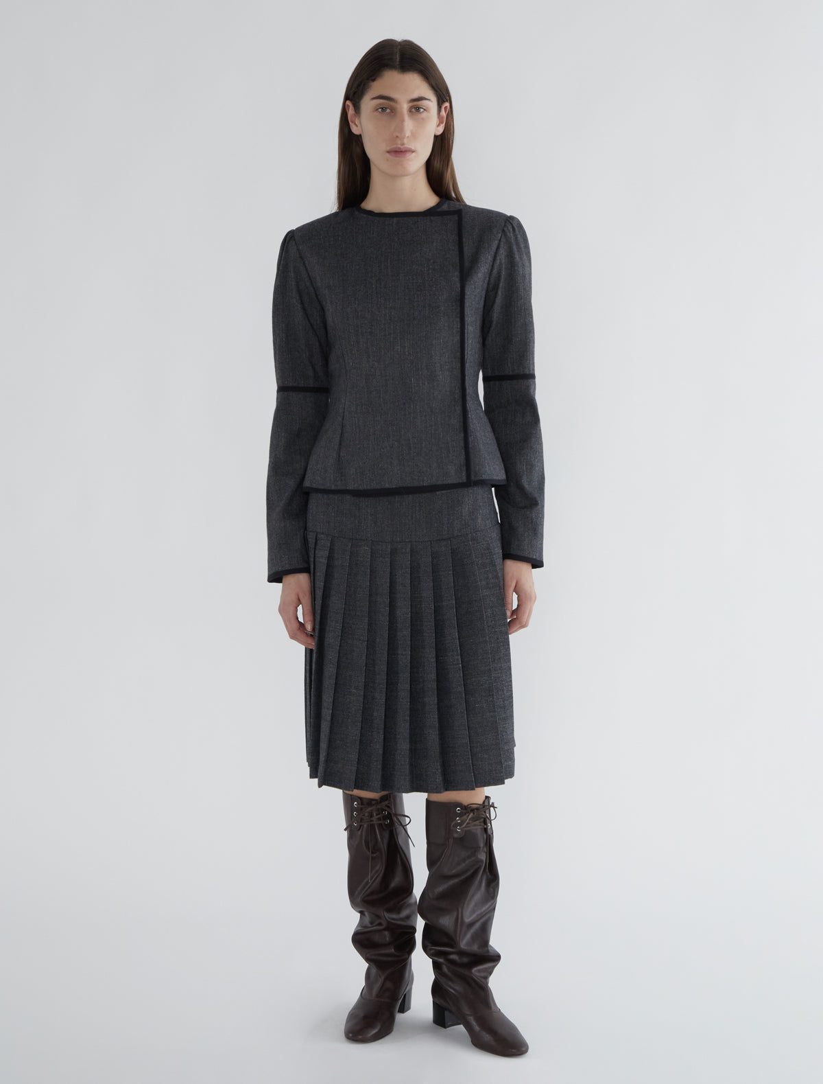 Lee fitted wool jacket crossover opening grey