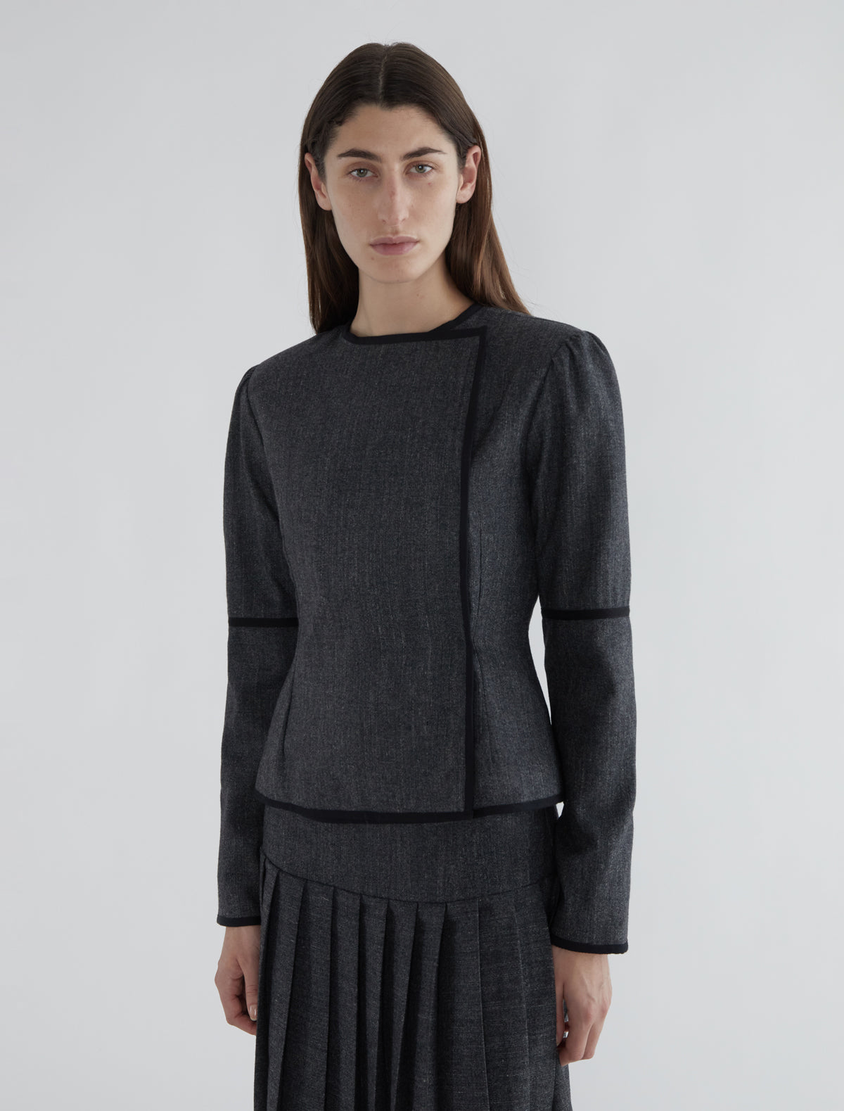 Lee fitted wool jacket crossover opening grey