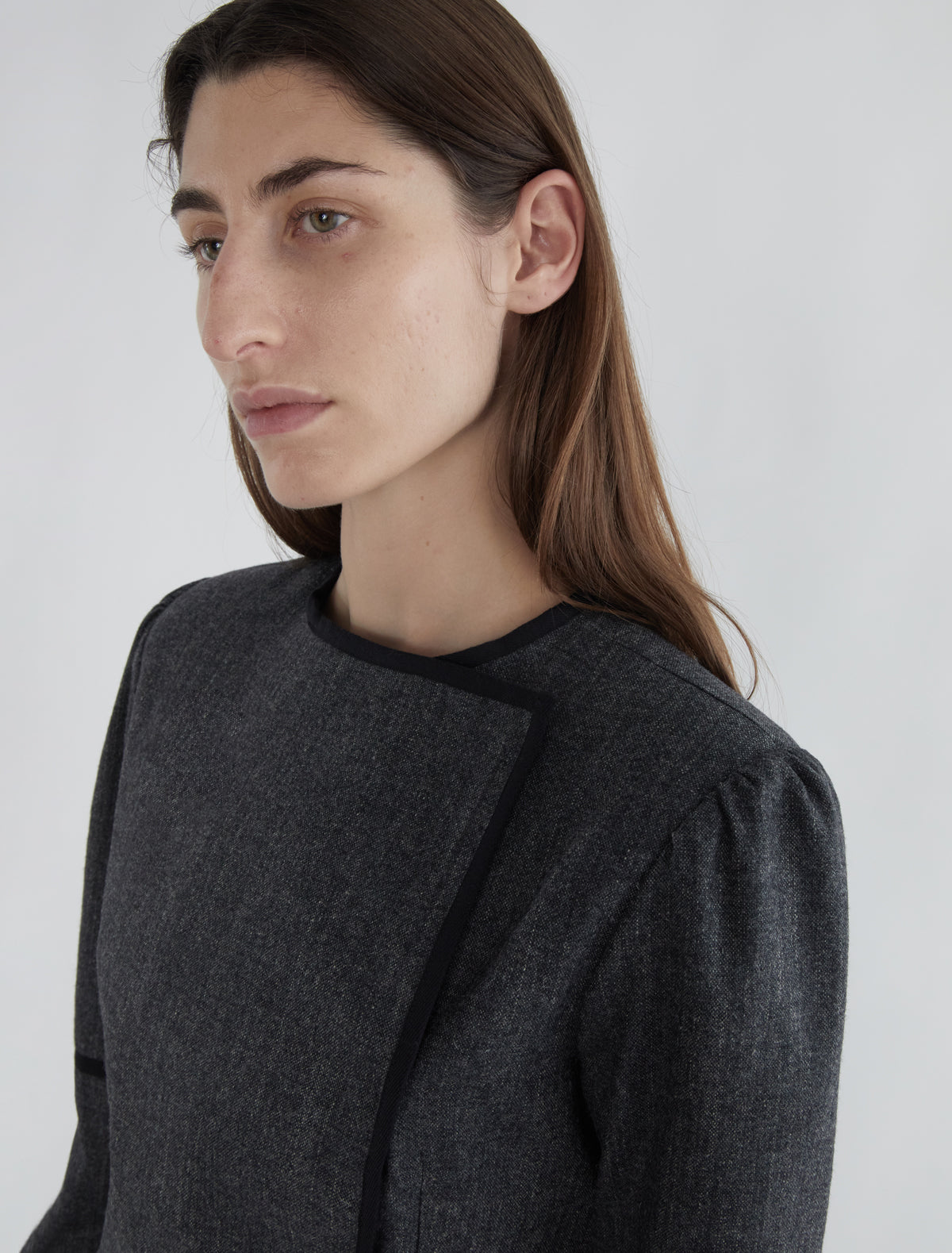 Lee fitted wool jacket crossover opening grey