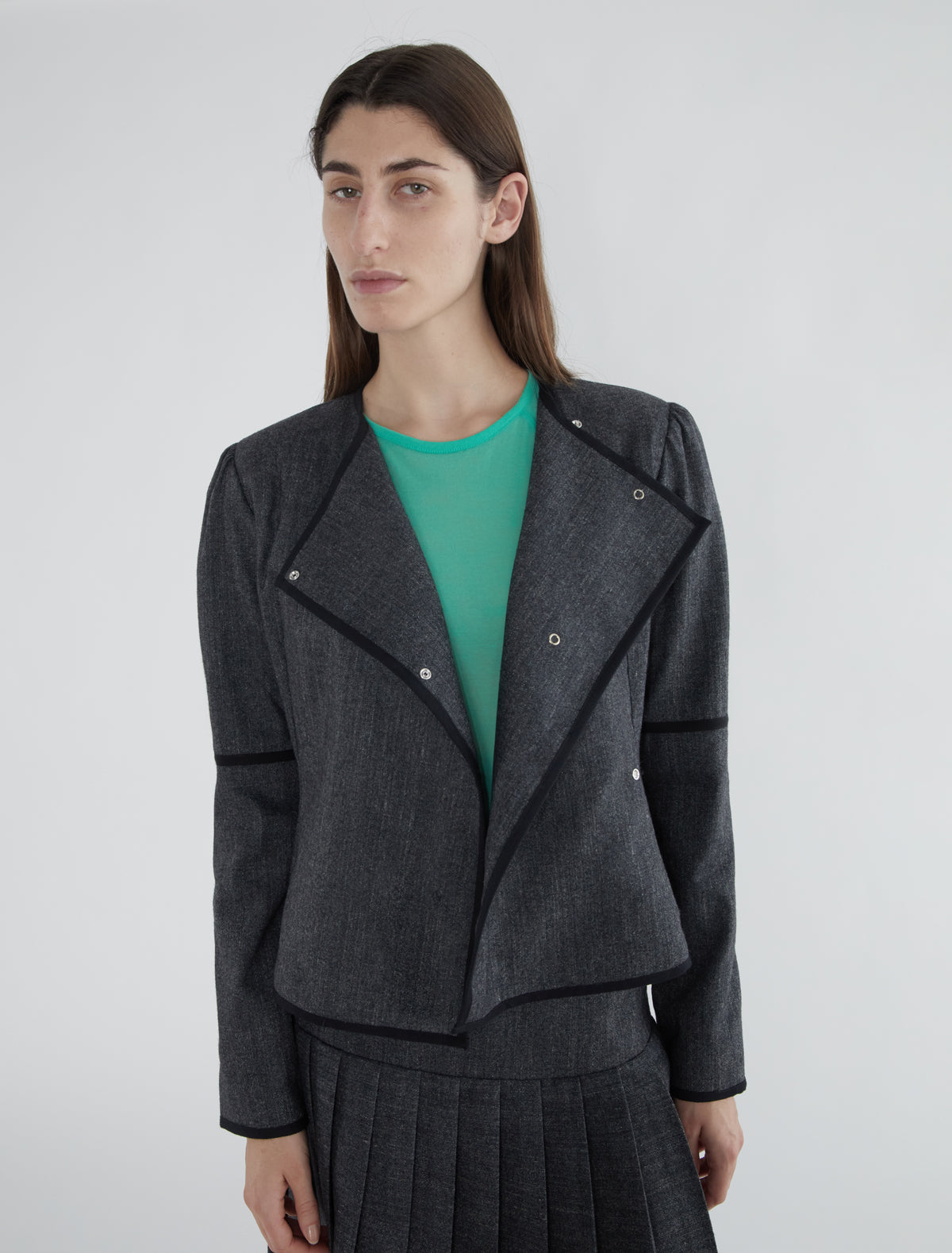 Lee fitted wool jacket crossover opening grey
