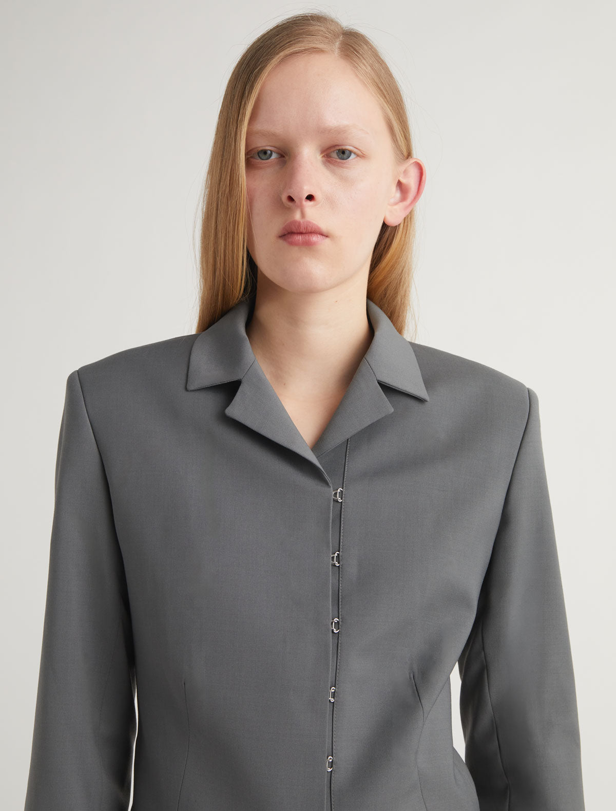 Lula fitted blazer snap button closure