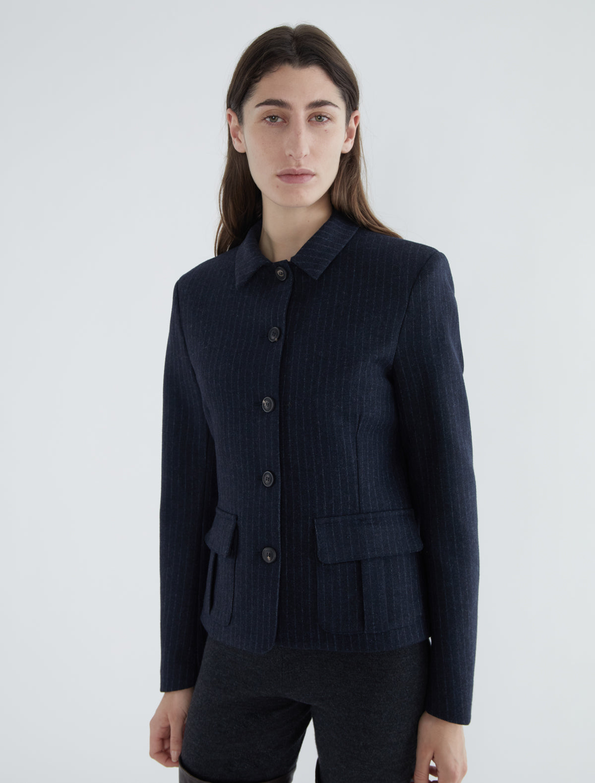 Mely fitted jacket tailored sleeves navy