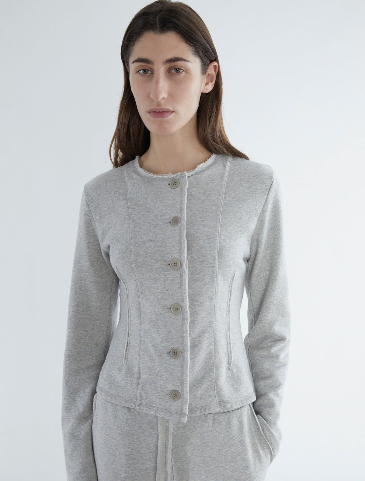 Sanpi round neck fleece jacket grey