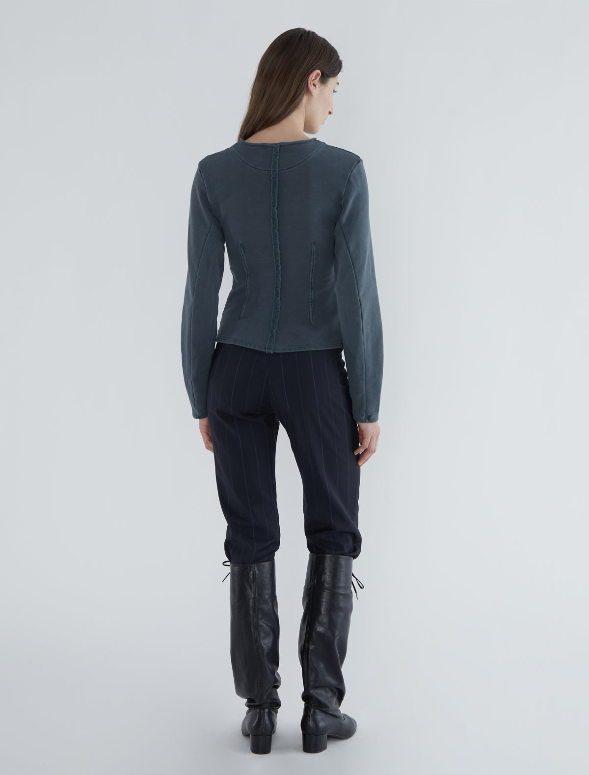 Sanpi round neck garment dyed fleece jacket blue