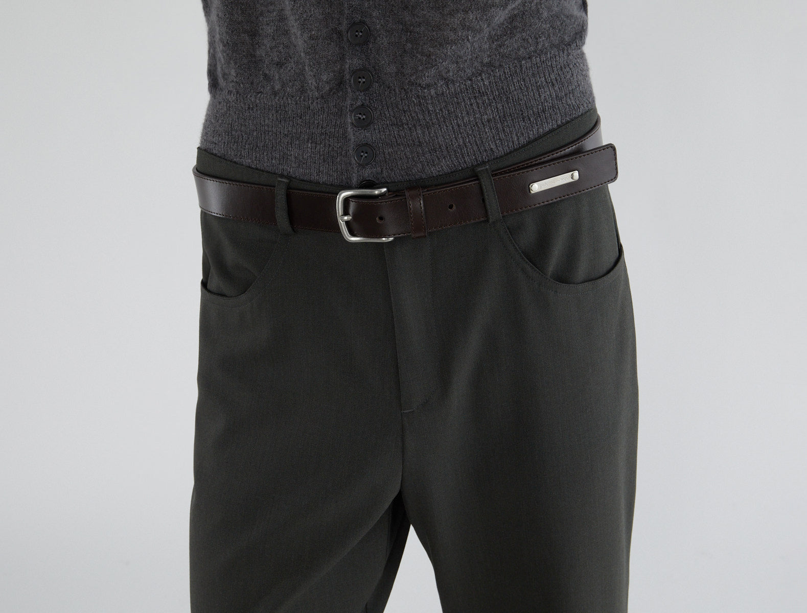 Fasir men belt personlizad plate brown