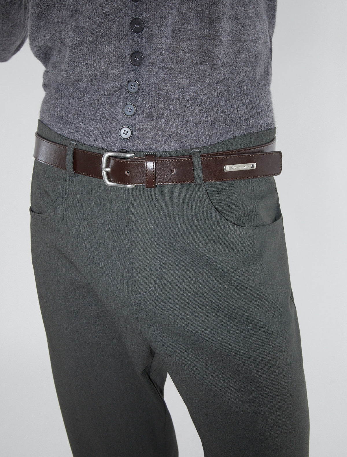 Fasir men belt personlizad plate brown