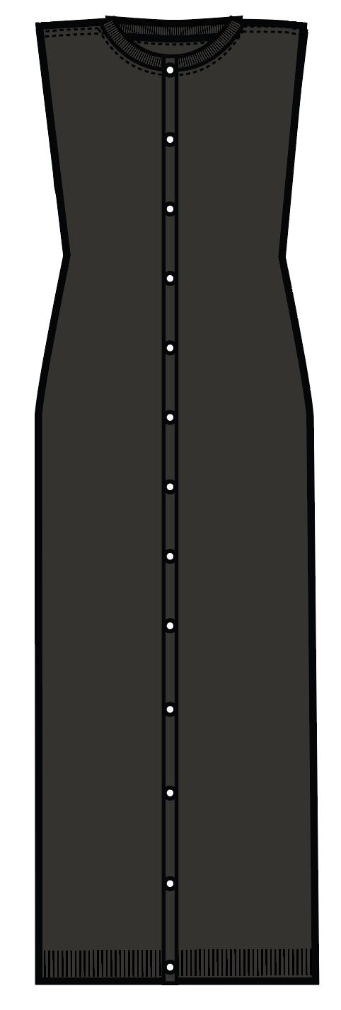 FOLDED BUTTON DRESS-Negro