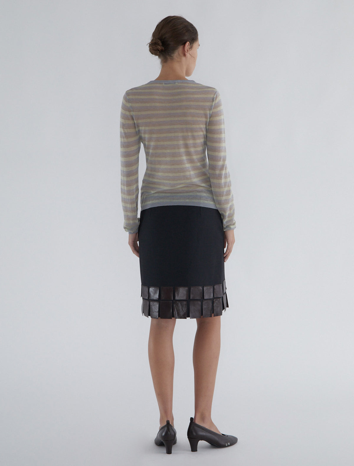 Casu straight tailoring skirt leather flaps