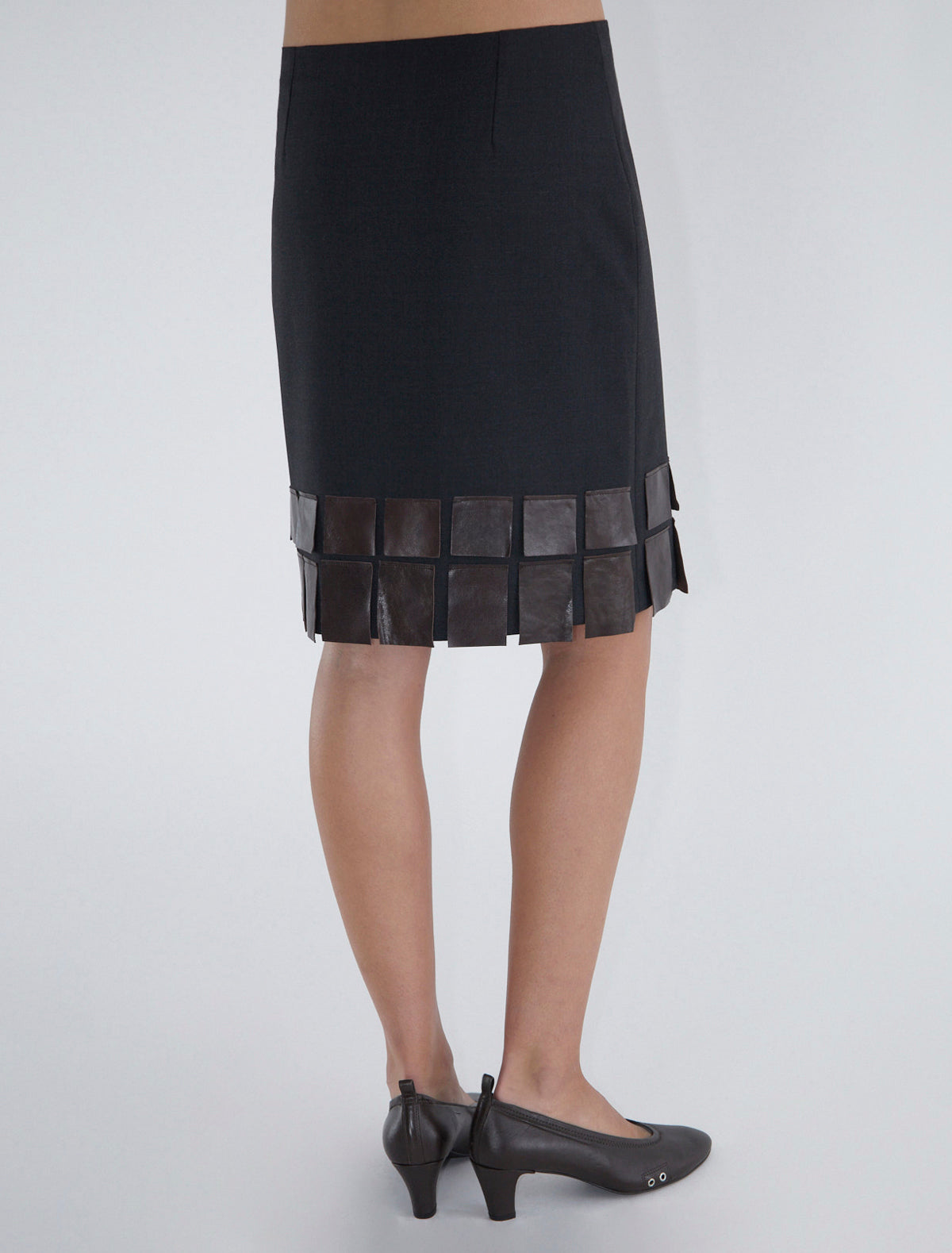 Casu straight tailoring skirt leather flaps