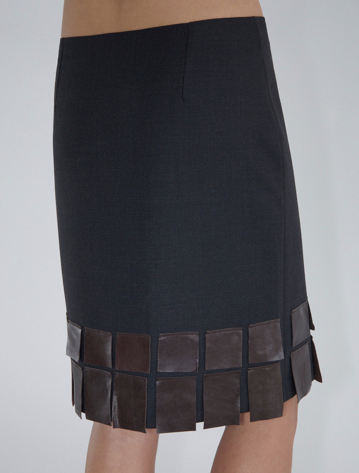 Casu straight tailoring skirt leather flaps