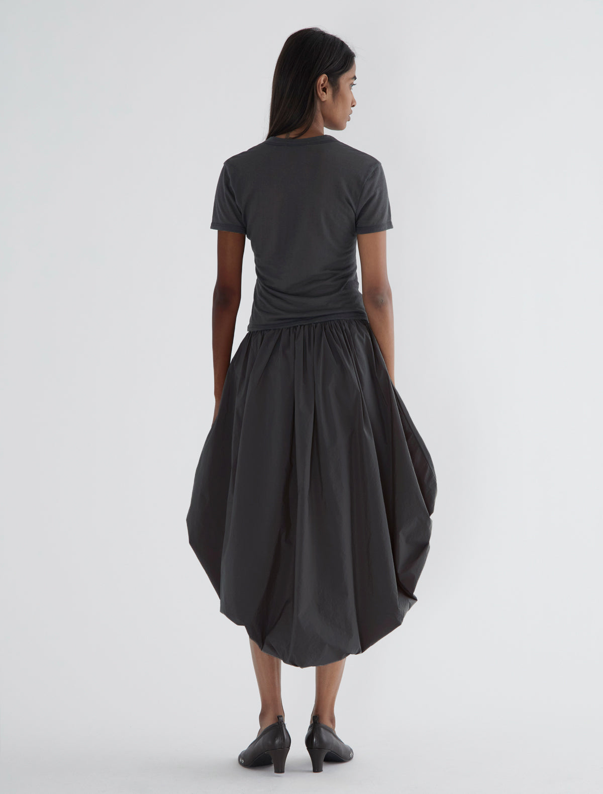 FANQUIR-Puffed nylon skirt, longer at the back than at the front