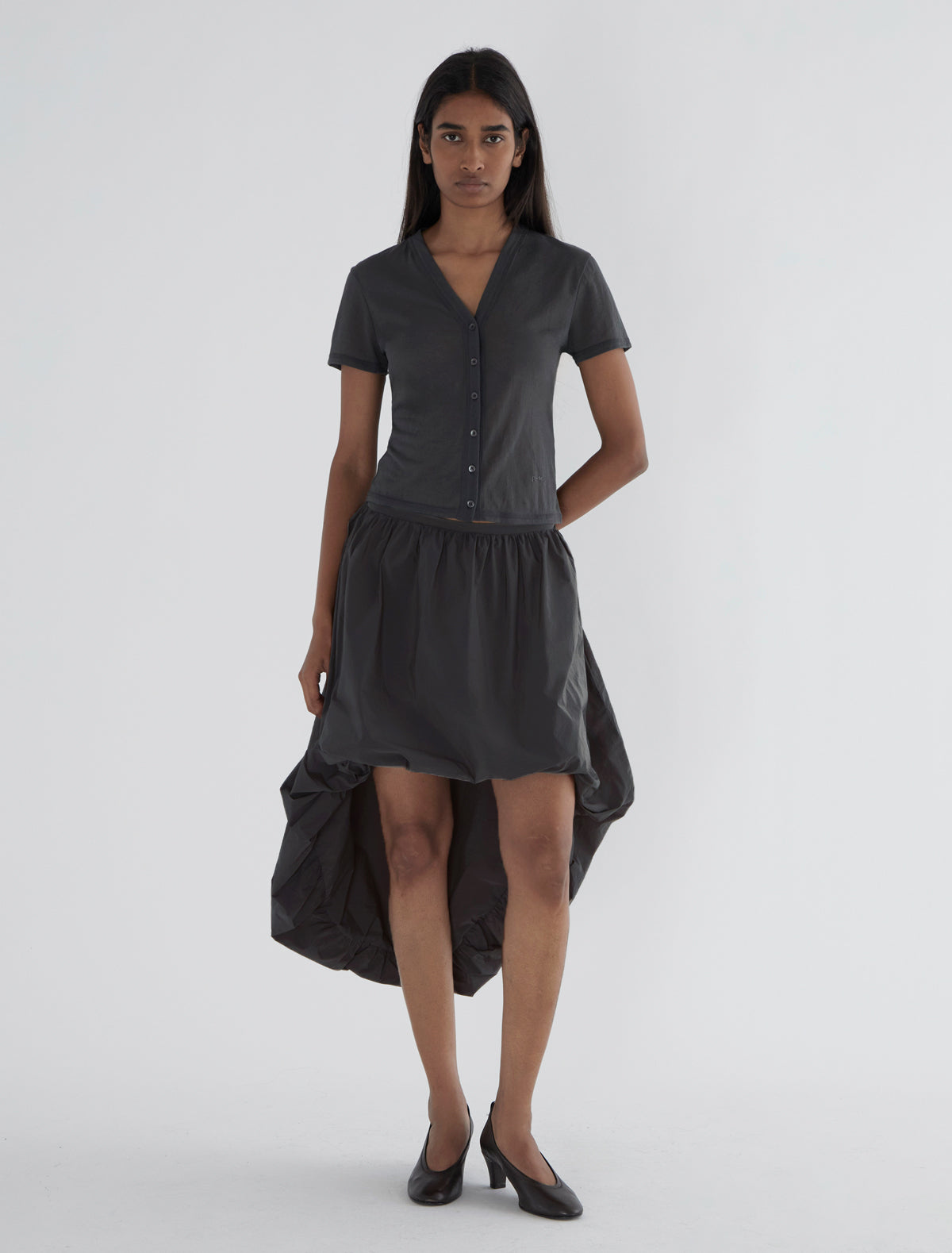 Fanquir puffed nylon skirt