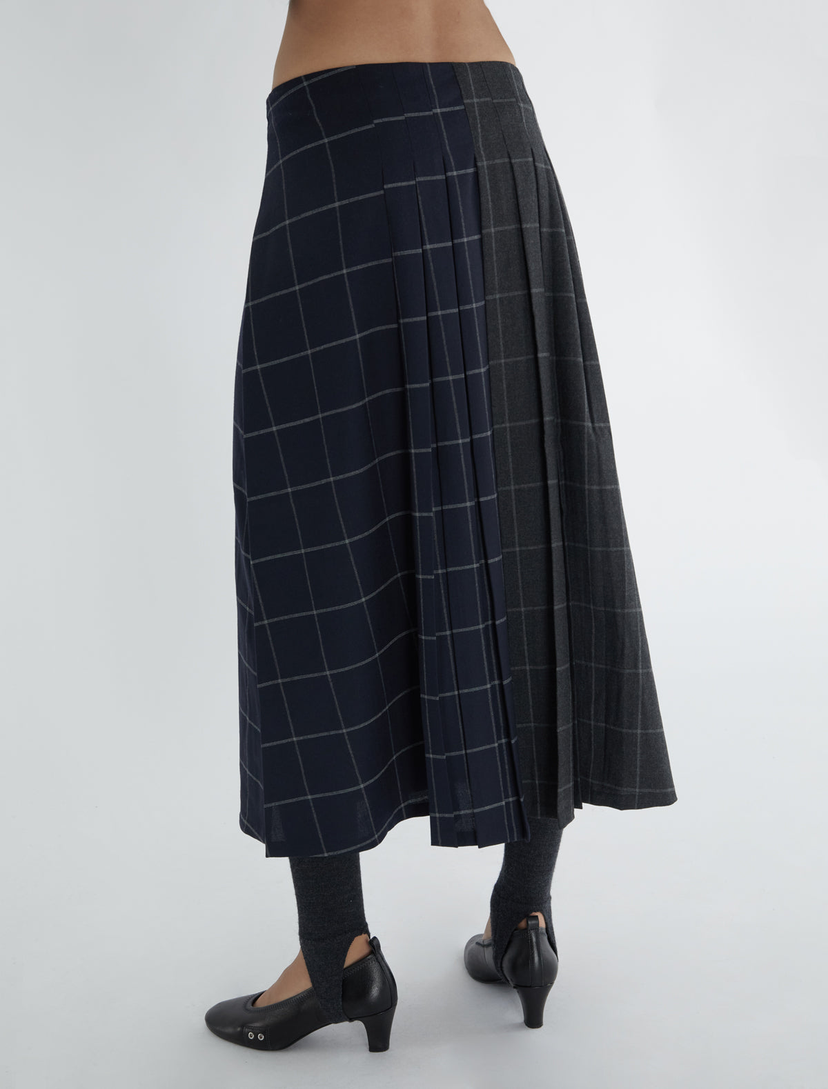 Siusan bicolor plaid long wrap skirt