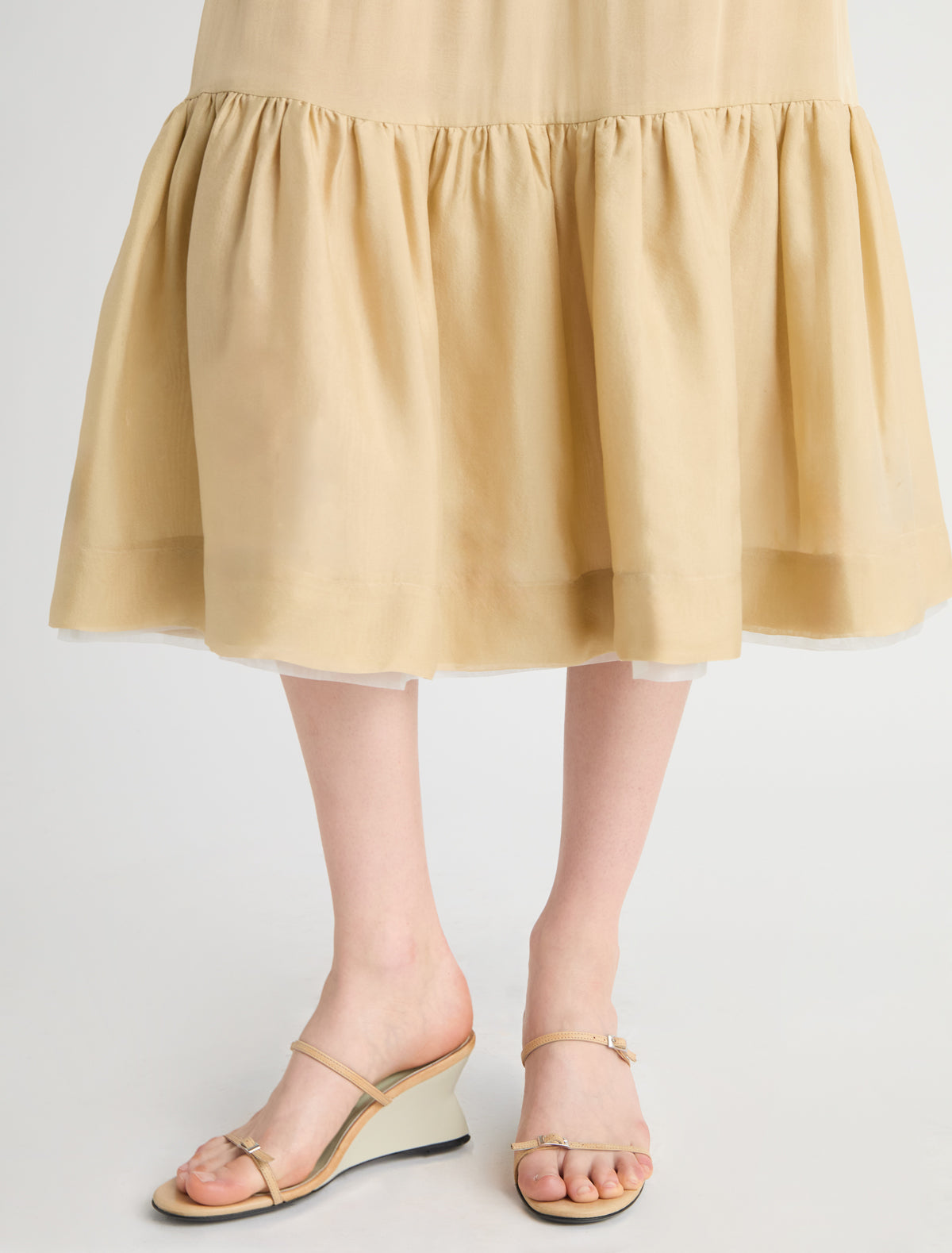 Lamin silk skirt organza layer lower panel ecru