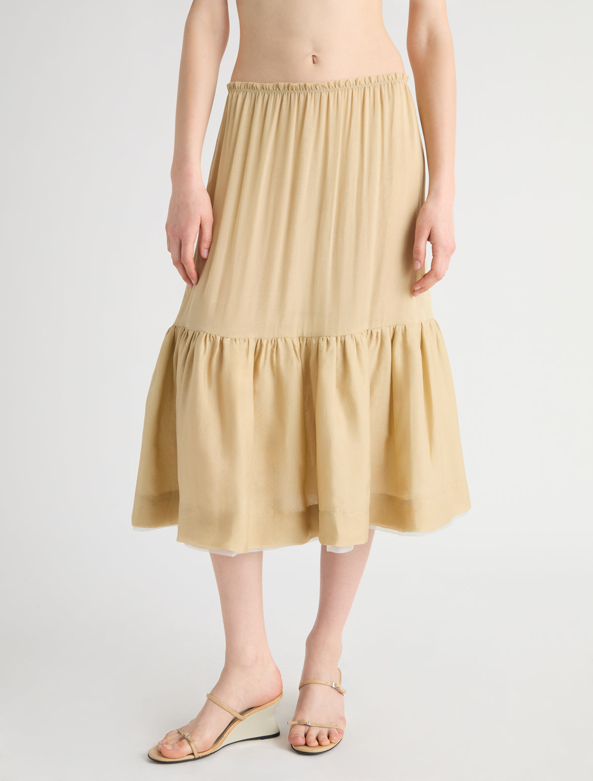 Lamin silk skirt organza layer lower panel ecru