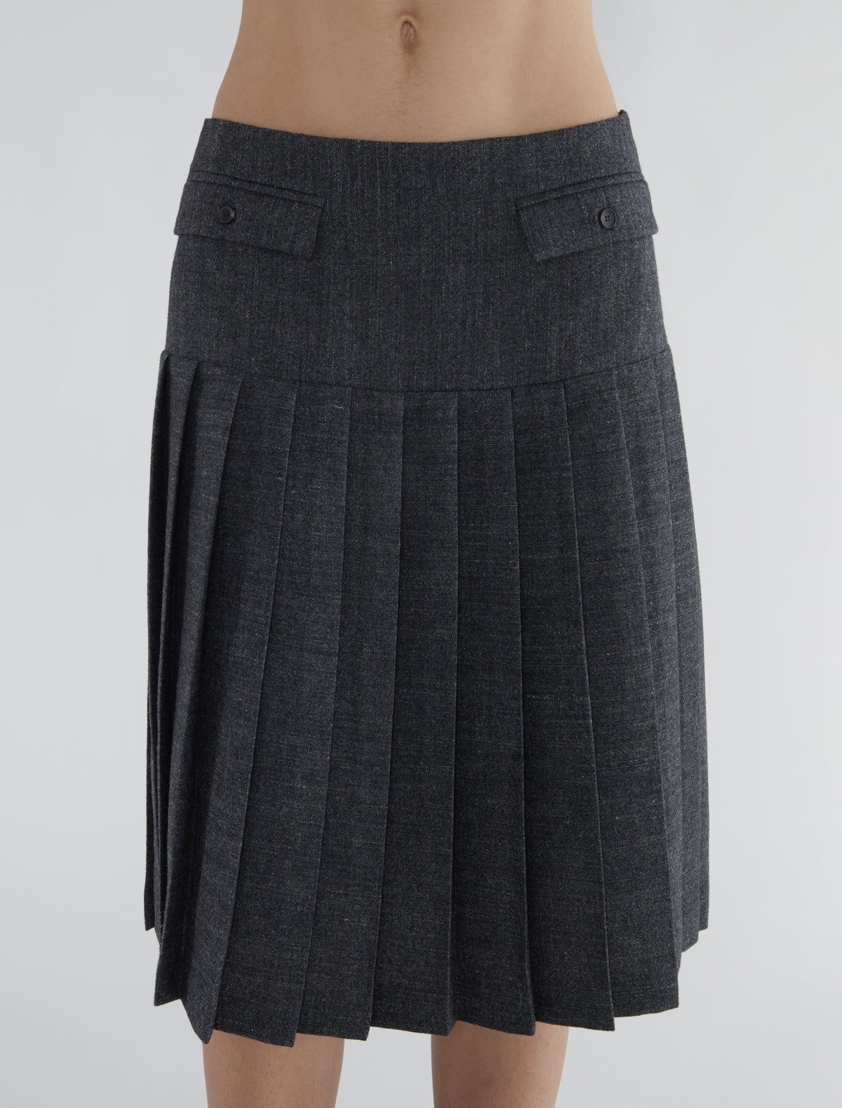 Plugin midi pleated wool skirt grey