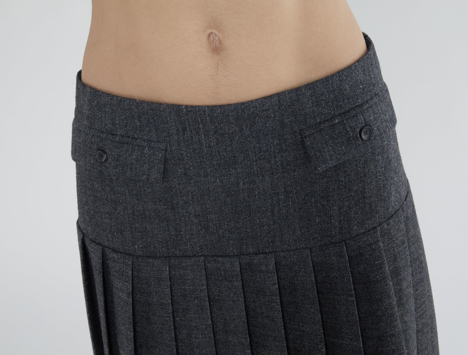 Plugin midi pleated wool skirt grey