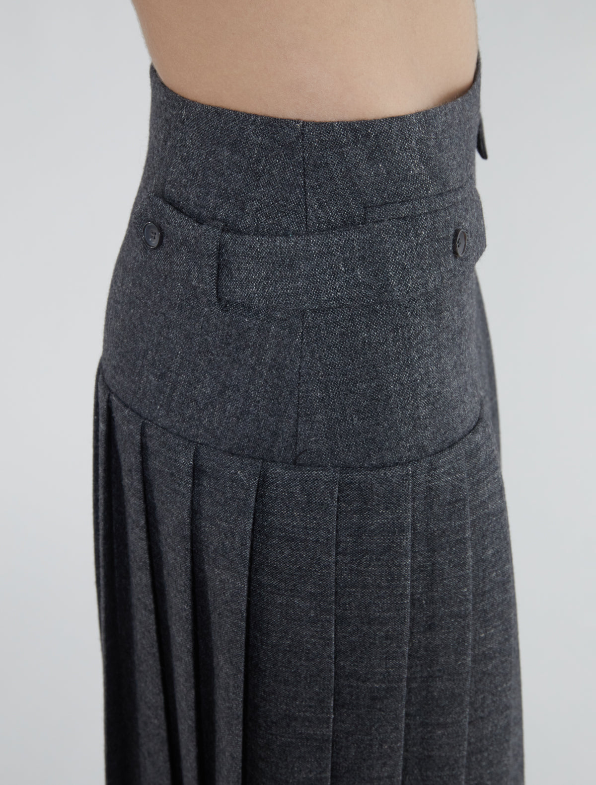 Plugin midi pleated wool skirt grey
