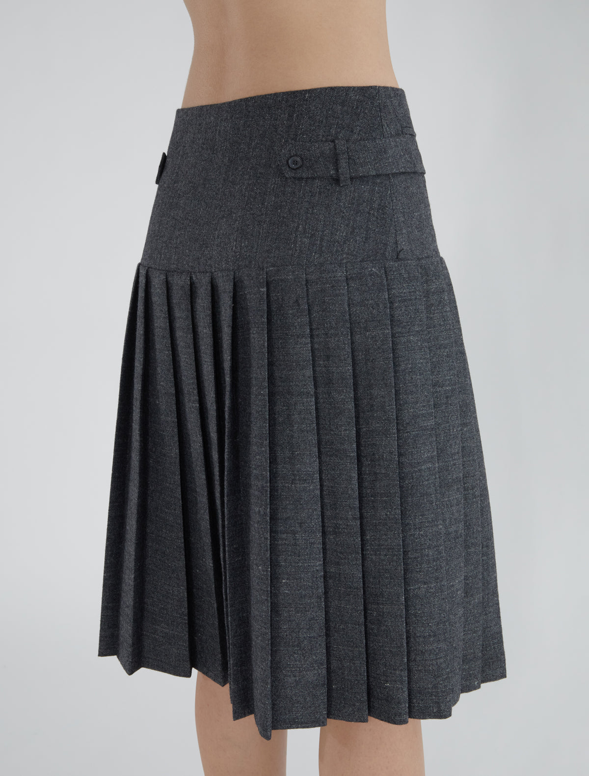 Plugin midi pleated wool skirt grey