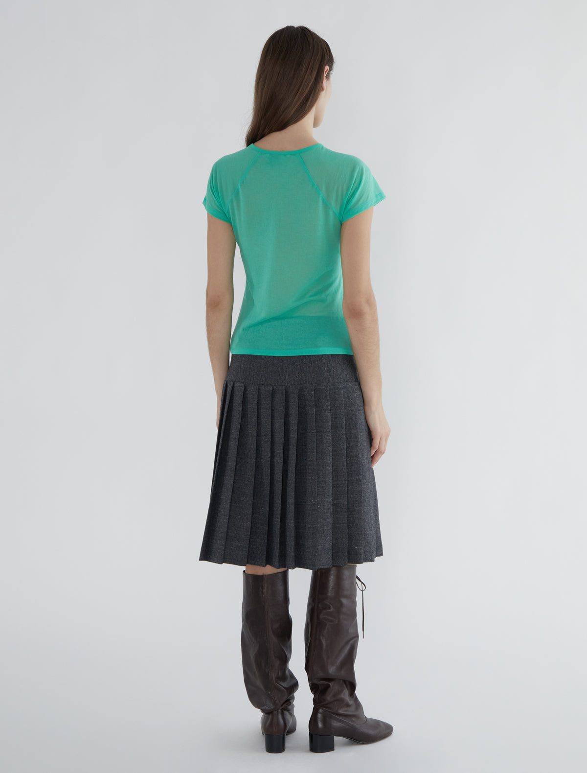 Plugin midi pleated wool skirt grey