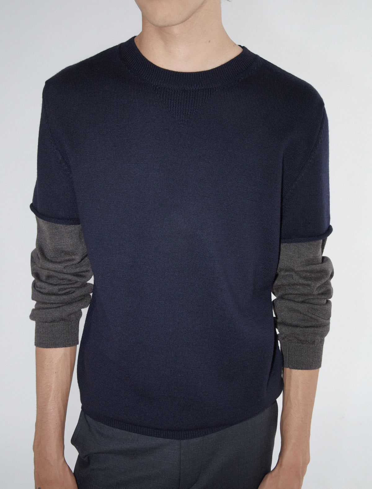 Cobre men wool sweater double layered sleeves
