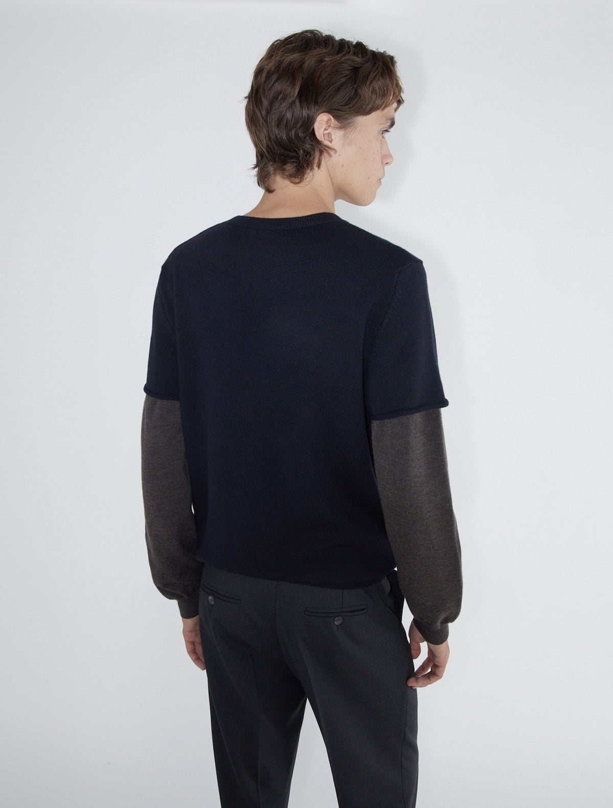 Cobre men wool sweater double layered sleeves