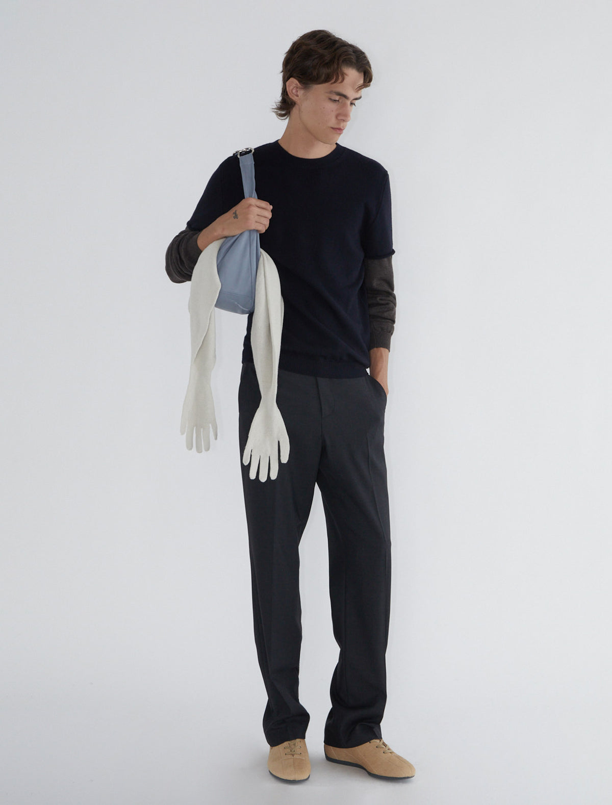 Cobre men wool sweater double layered sleeves