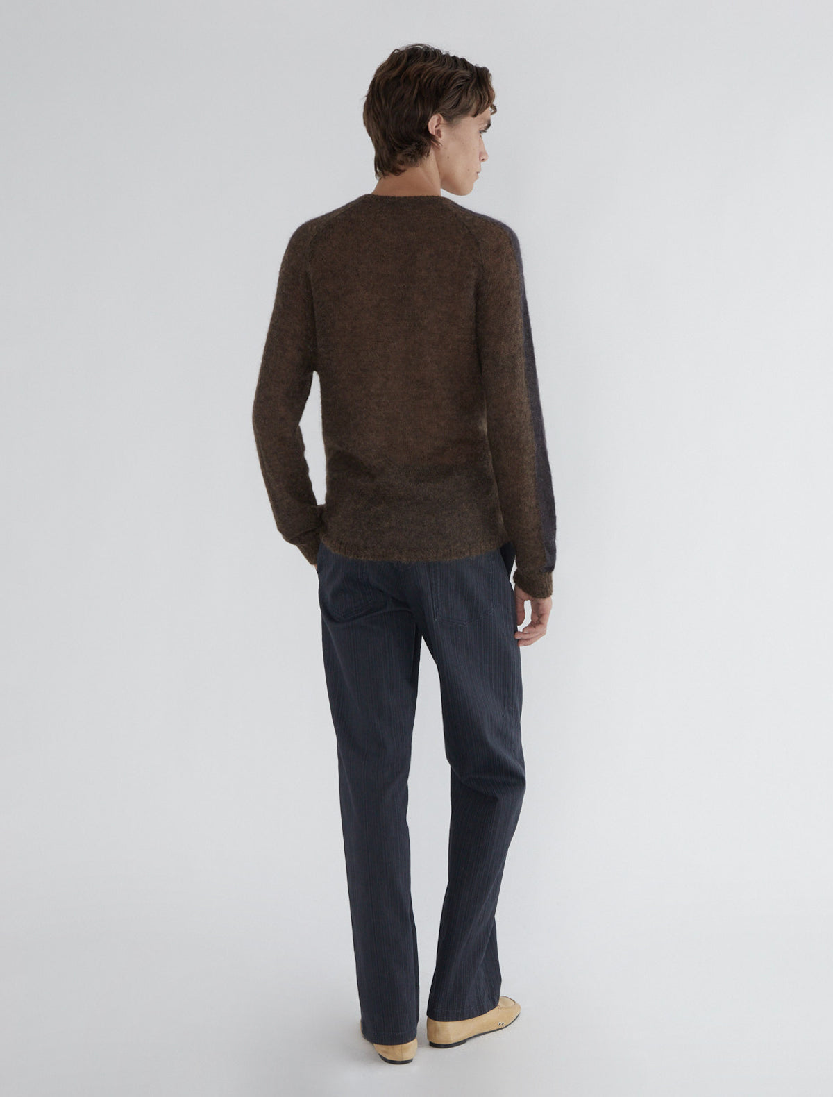 Button dan men cardigan contrast stripe sleeve