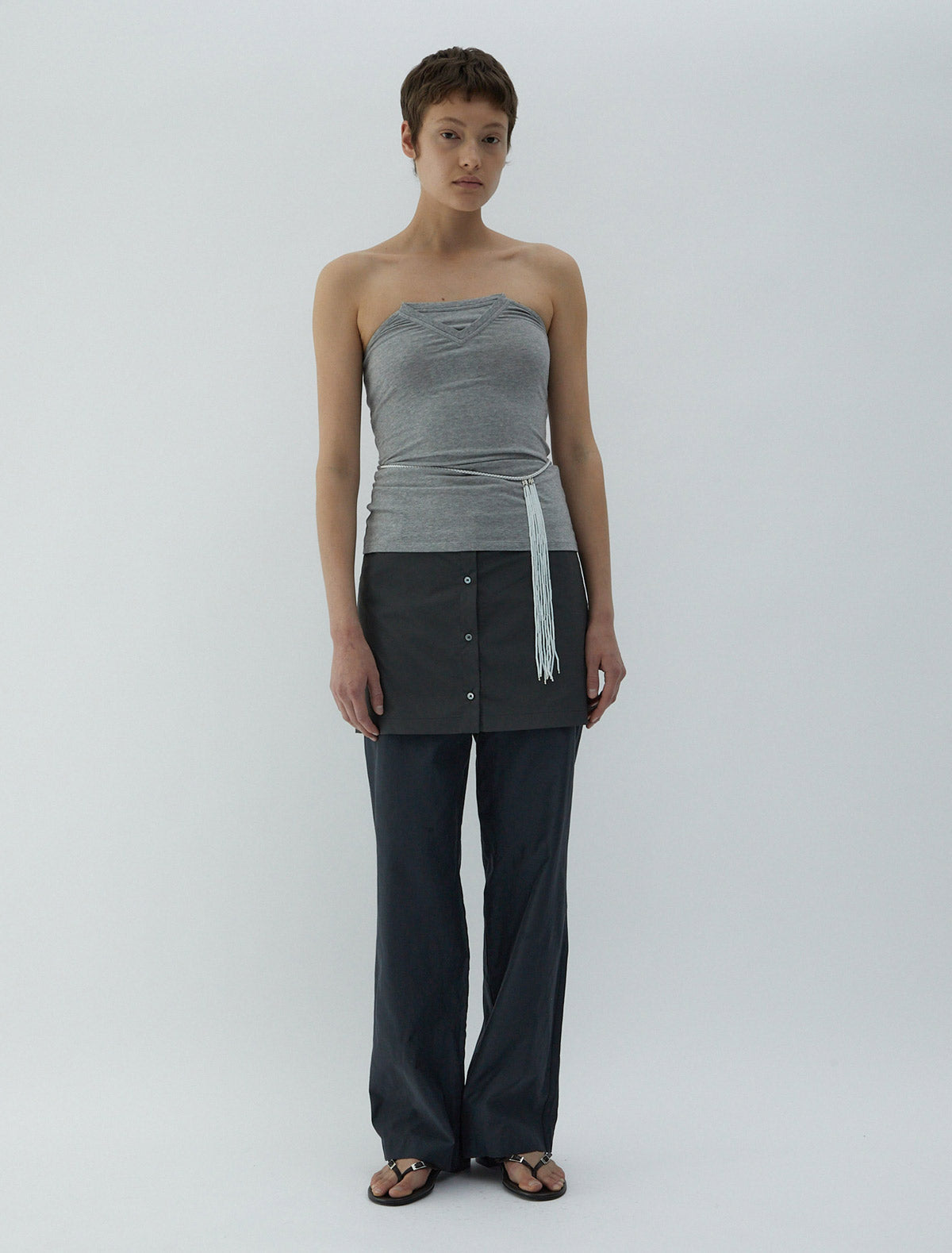 Mini ice tea nylon mini skirt central button closure