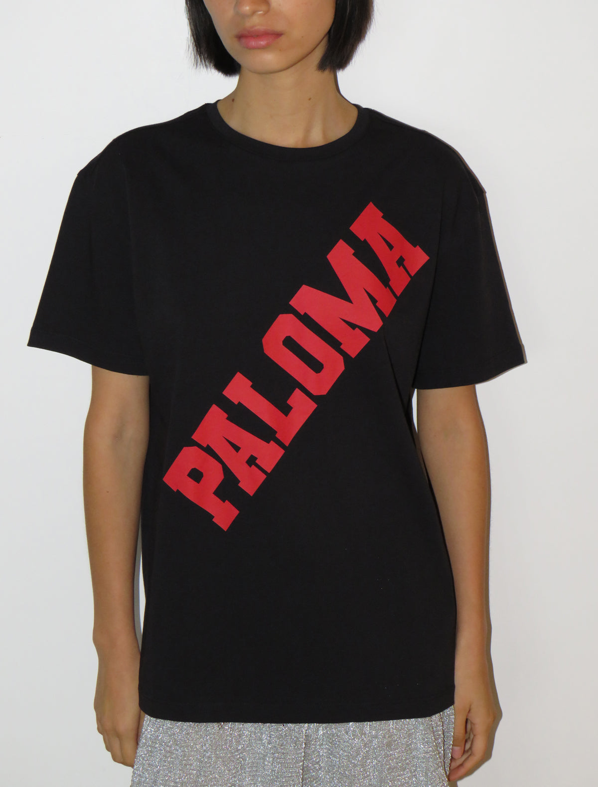 PALOMA-Black reversible t-shit with 'Paloma' print
