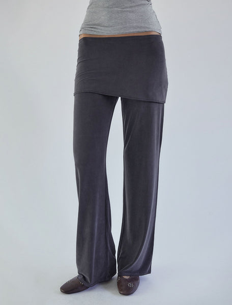 Paloma wool Alexia パンツ ALEXIA- Khaki stitched cupro pants and mini-skirt piece