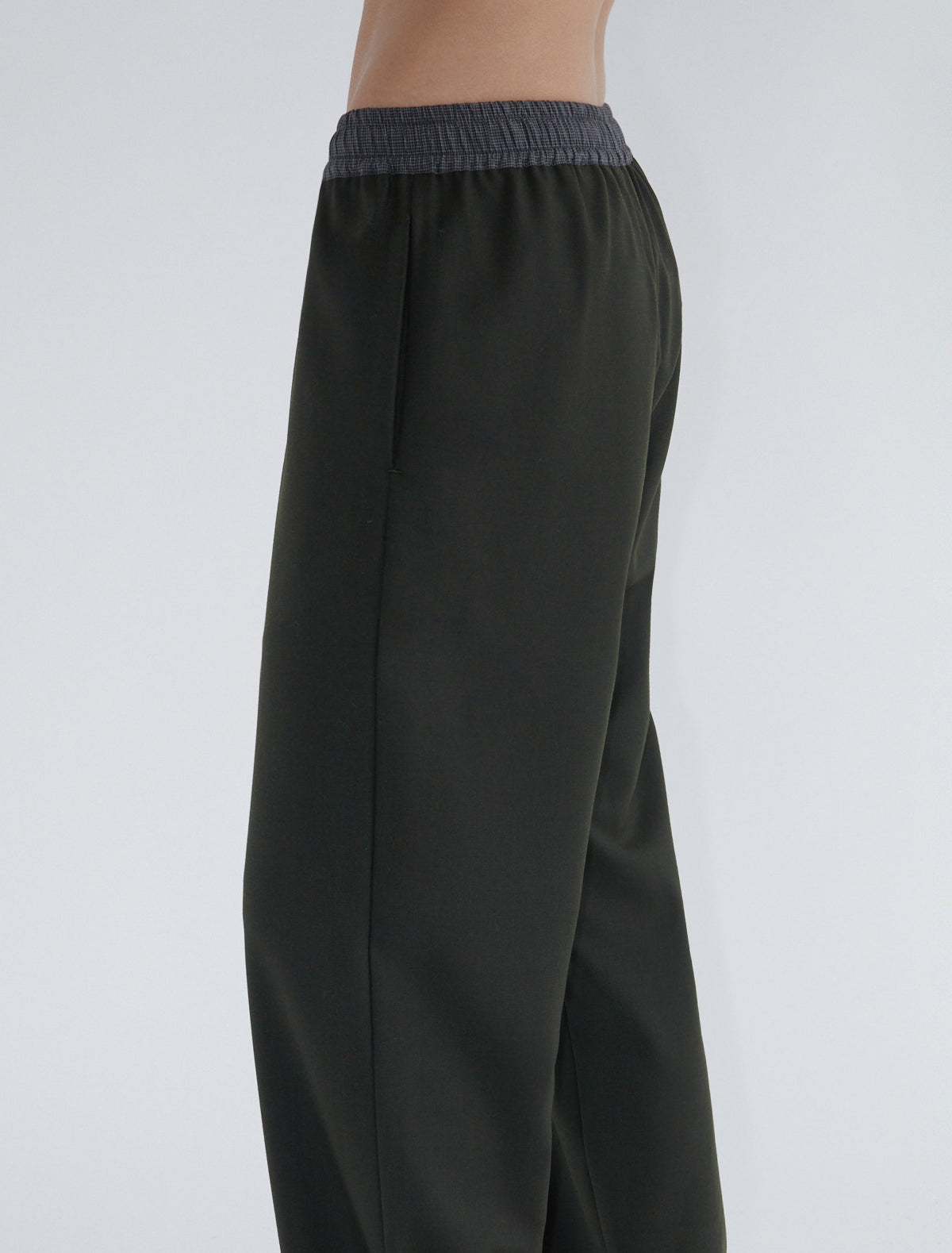 Gales relaxed suit trousers elastic contrast waistband khaki