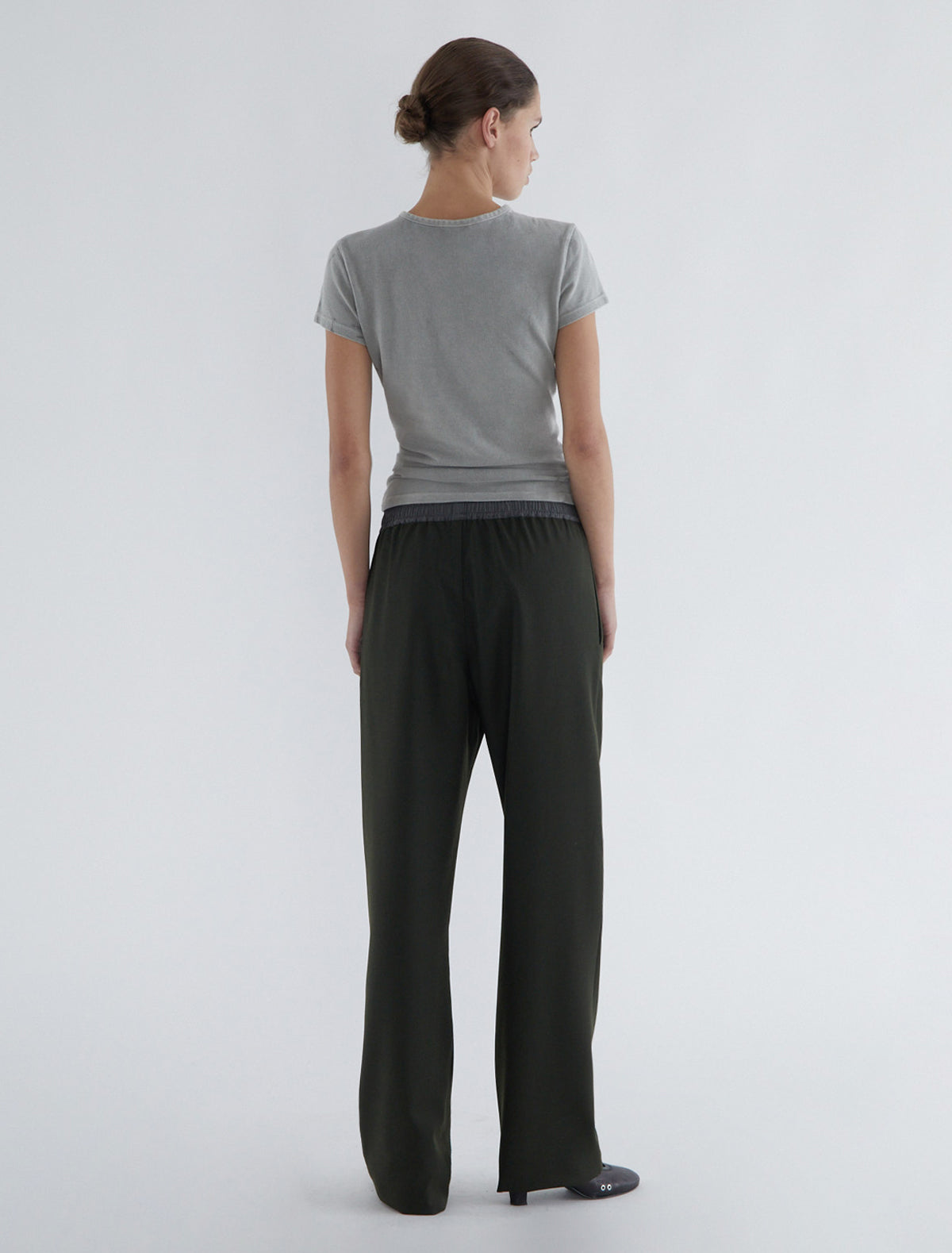 Gales relaxed suit trousers elastic contrast waistband khaki