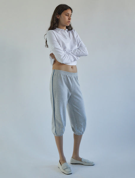HERMOSO-Grey balloon-style capri pants with elasticated hems