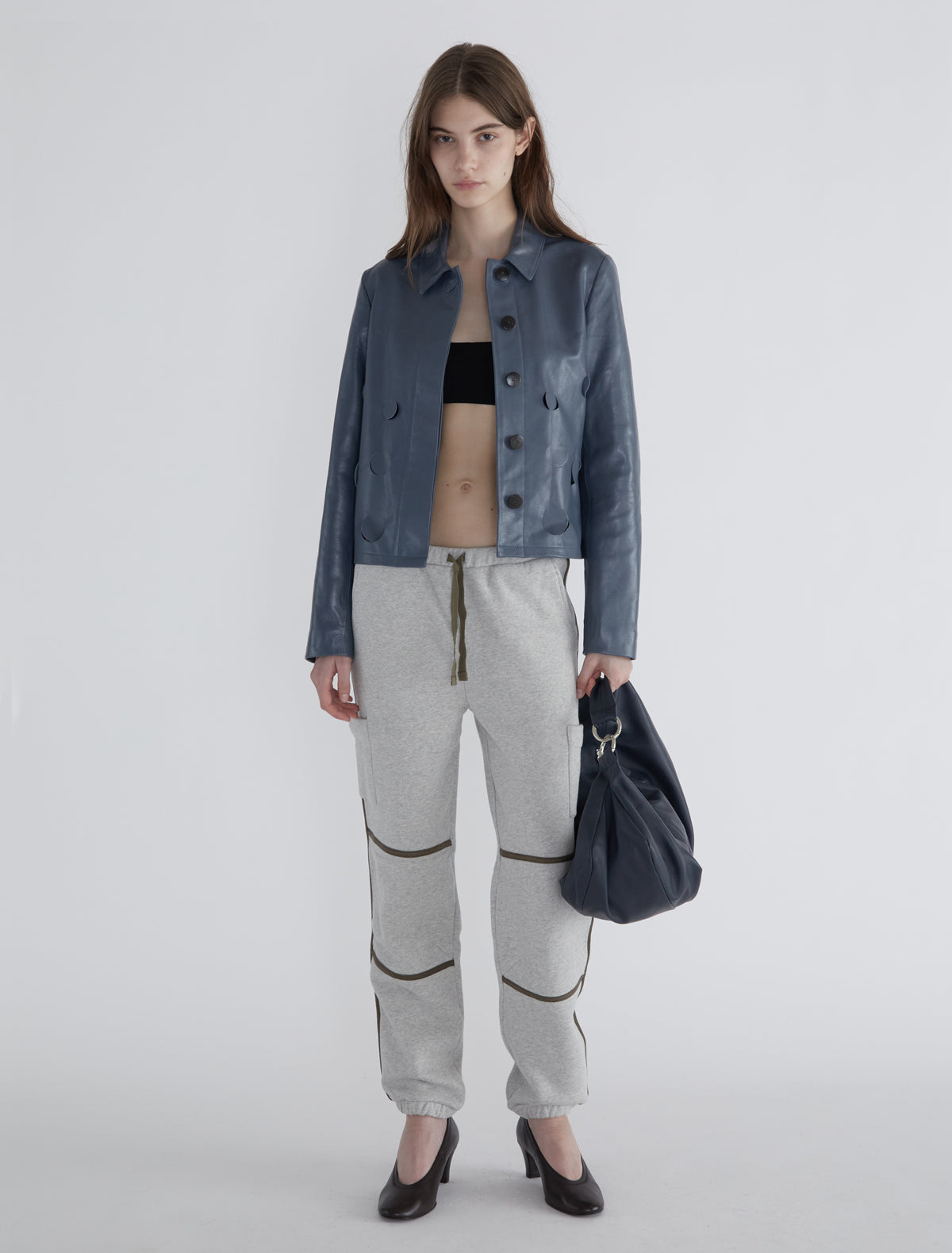 Magik fleece trousers faux leather piping
