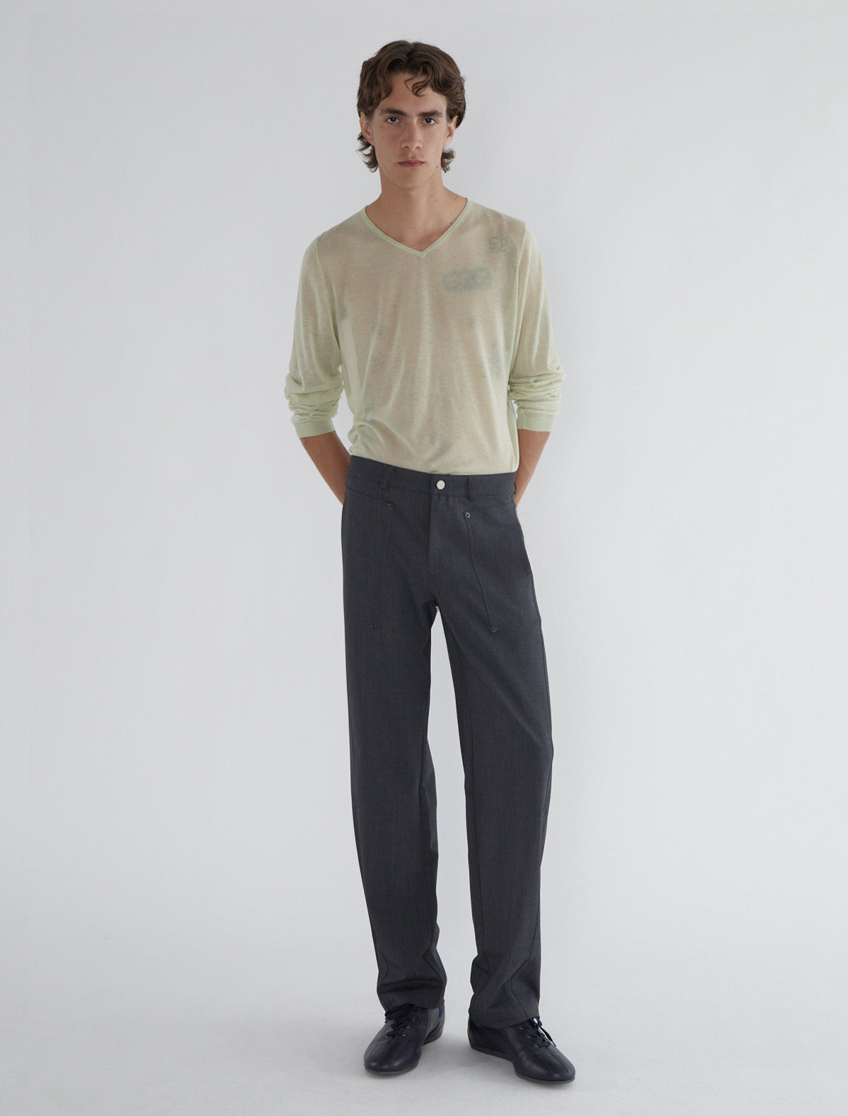ORLANDO-Dark grey men's trousers with forward side seams – paloma wool