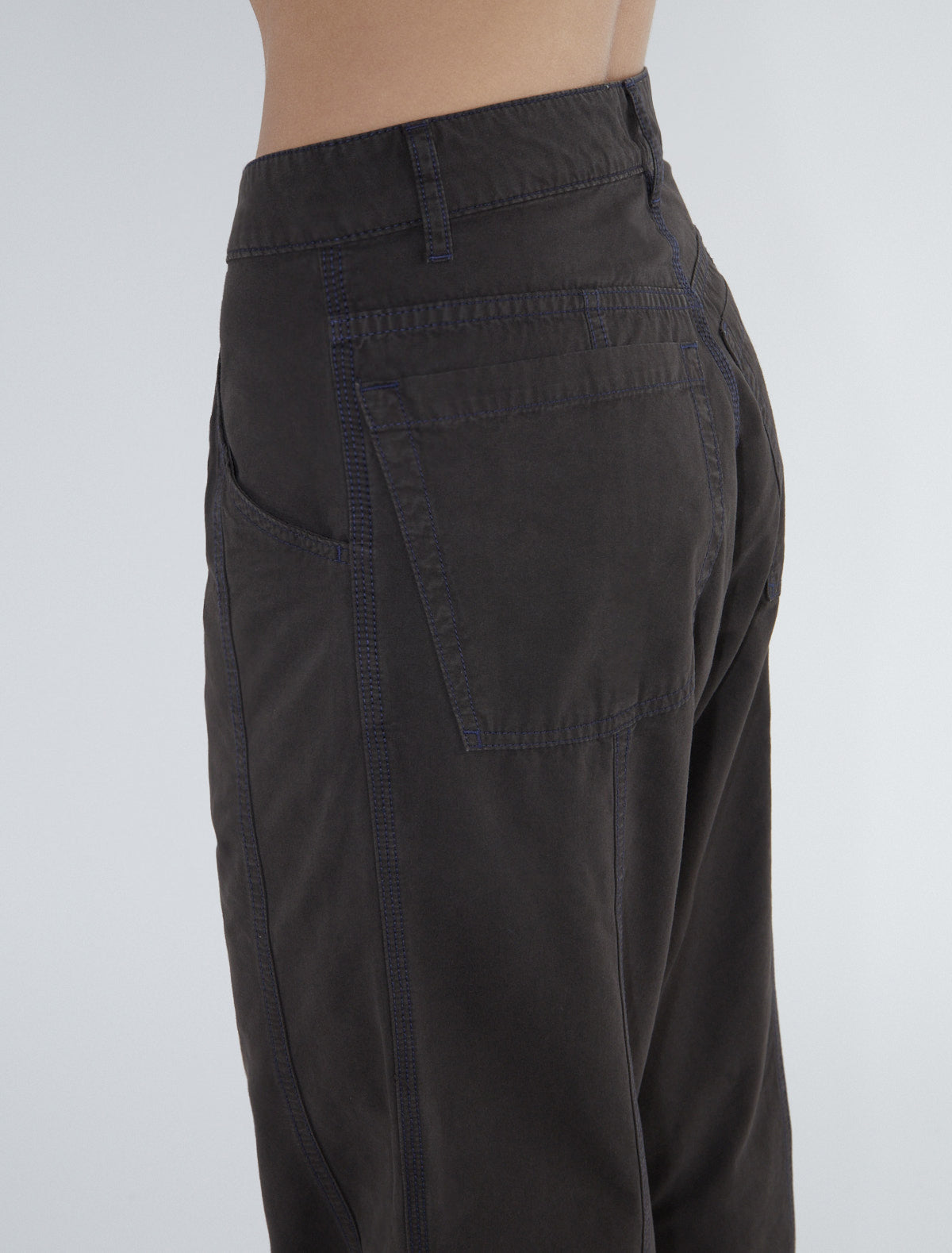 Reyn cotton pants forward seam contrast colored stitching