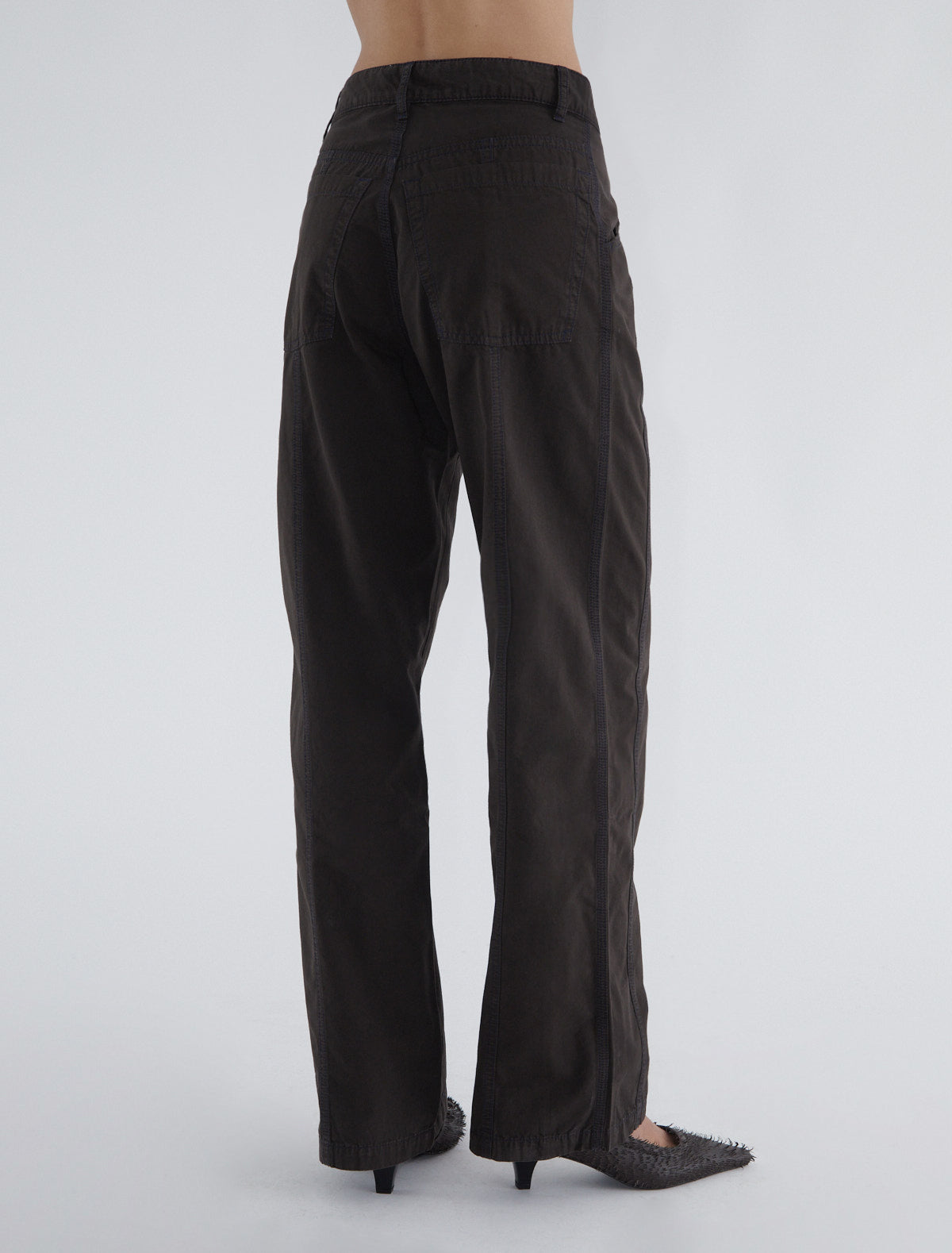 Reyn cotton pants forward seam contrast colored stitching