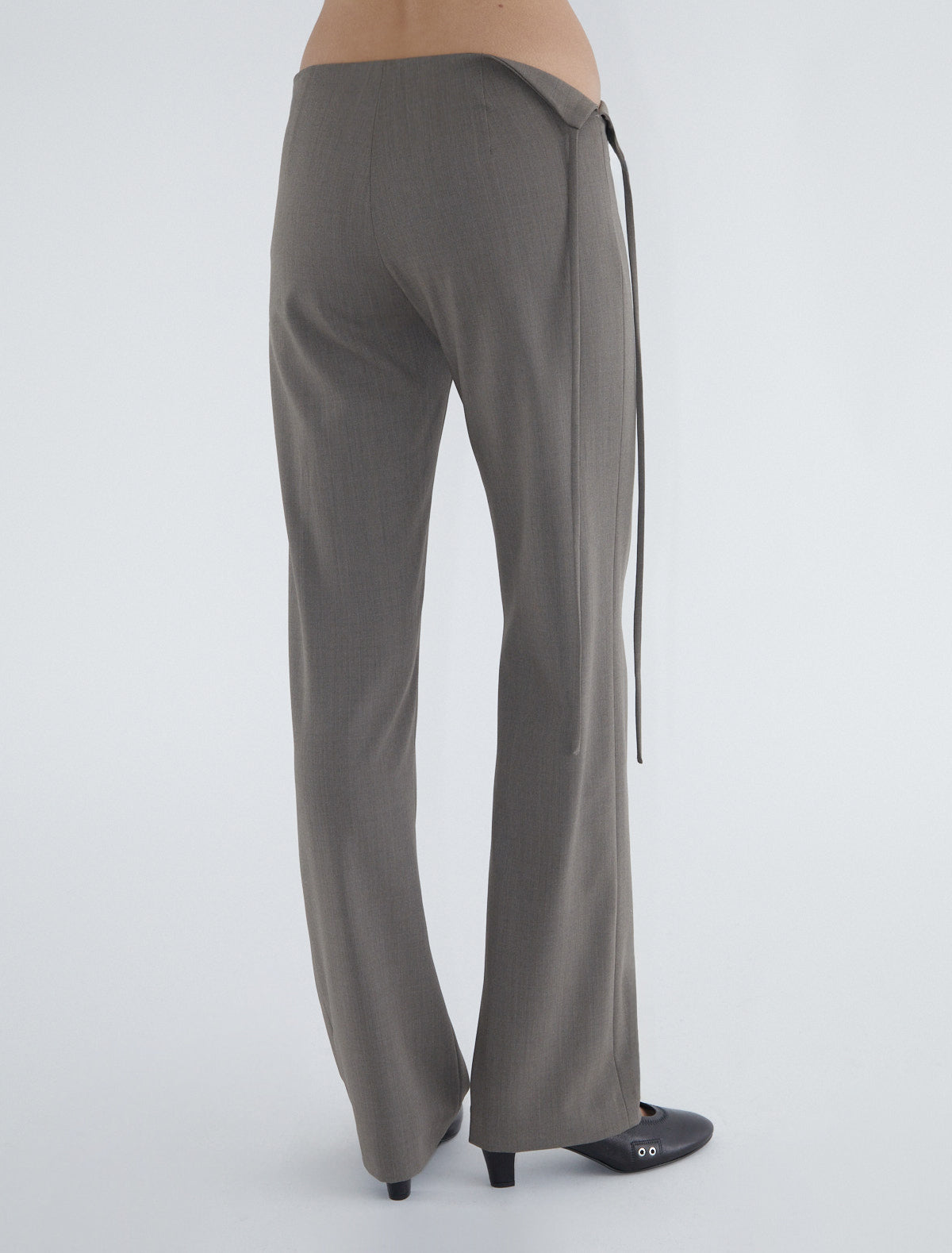 Sandal low waist pants fold waistband lightbrown