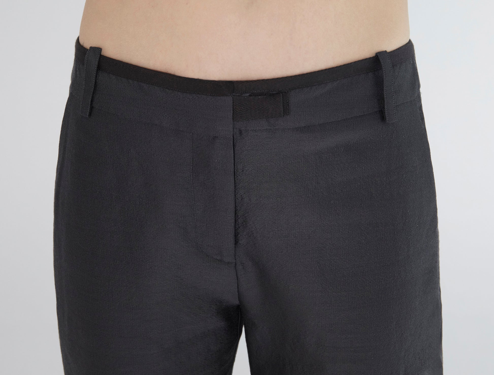 Ravi woll silk straight pants black