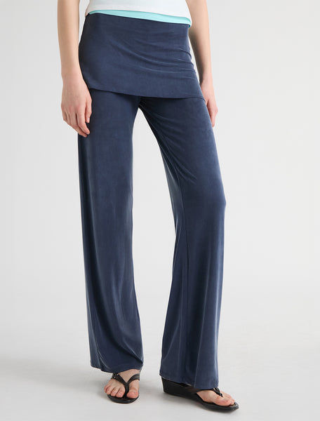 Paloma Wool Alexia ワークパンツ ダークグレー・ブルー ALEXIA- Navy stitched cupro pants and mini-skirt piece – paloma wool