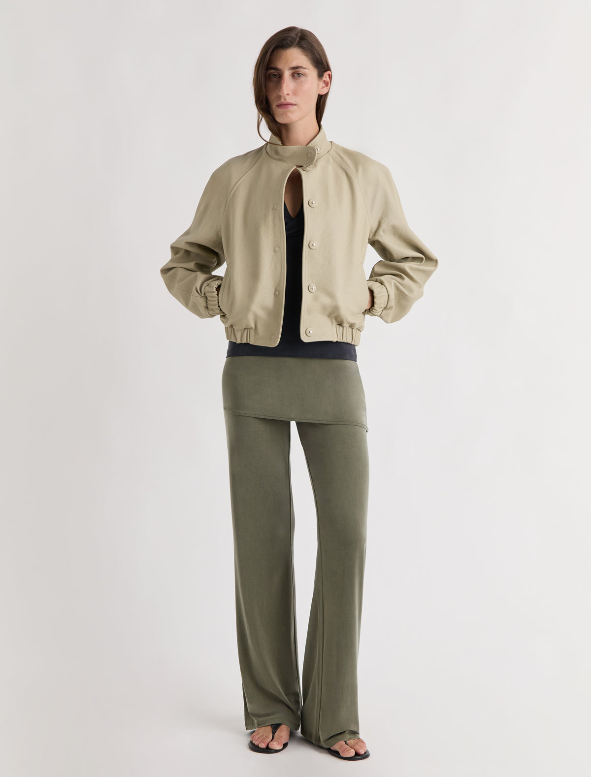ALEXIA- khaki stitched cupro pants and mini-skirt piece – paloma wool